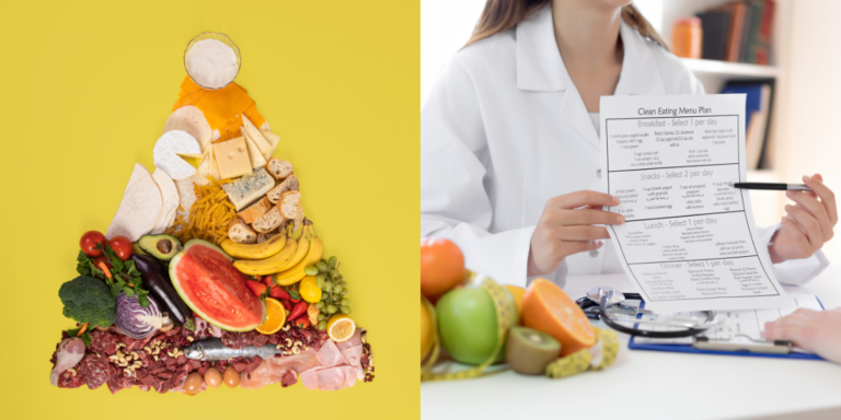 A woman in a lab coat holds a paper displaying a food safety chart, emphasizing quality control in the food industry.
