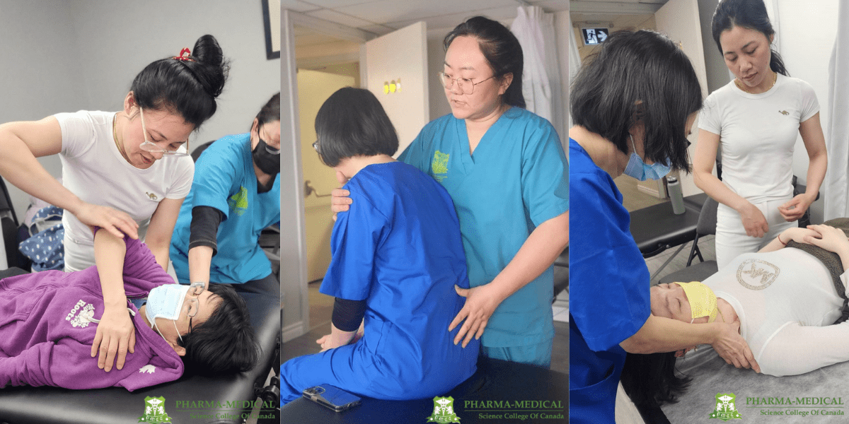 A woman provides a therapeutic massage to a patient, showcasing specialized healthcare training in action.